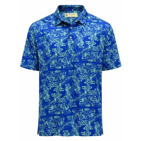 Donald Ross Other - Donald Ross Polo Shirt Mens XXL Blue Golf Print Performance Short Sleeve